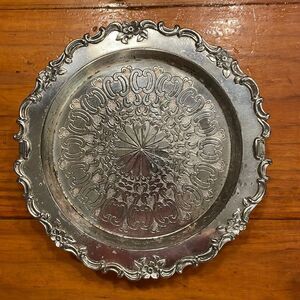 6” Castleton International Silver Co silver plated etched floral footed tray